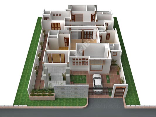 Desain Rumah Minimalis 1 Lantai, 3 Kamar, Tanah 15 x 23 